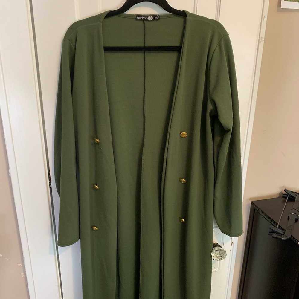 Military Green Long Trench Duster
